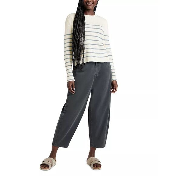 Splendid Women Ivory Striped Viscose/Wool Blend Spencer Crewneck Sweater Size XL - Picture 2 of 4